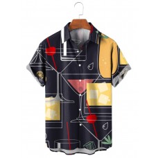 Men's Wine Glass Print Shirt 82145897X