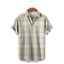 Men's Casual Plaid Print Shirt 43914792X