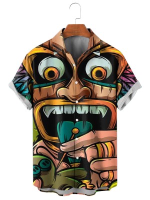 Men's Hawaiian Tikki Doodle Short Sleeve Shirt