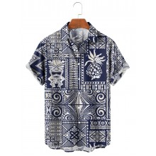 Men's Hawaiian Style Tribal Logo Element Short Sleeve Shirt